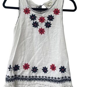 Max Studio White Top with Red and Black Floral Design